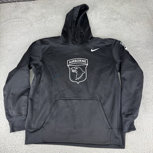 Nike Men's Therma-Fit Hoodie Sweatshirt Large Black US Army Edition Airborne - Picture 1 of 9